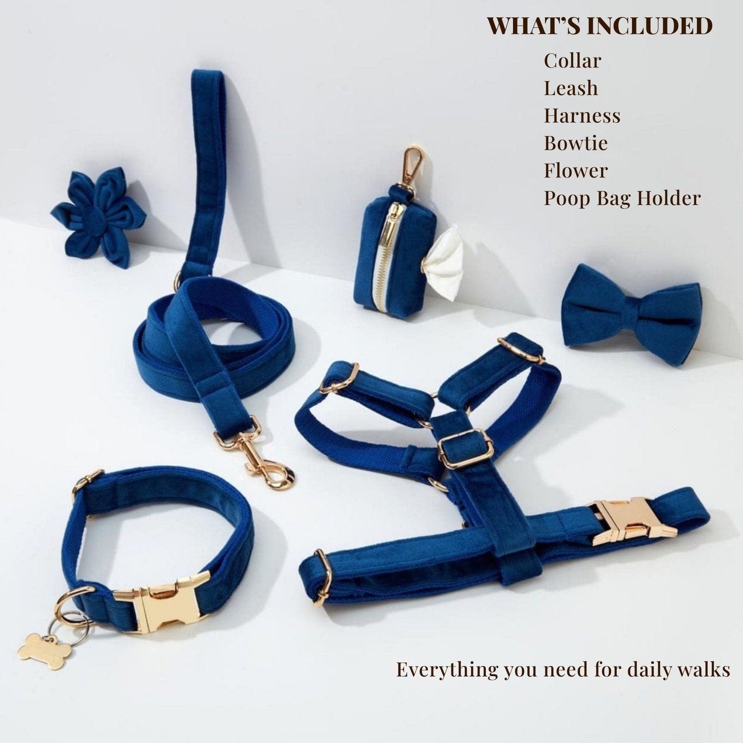 Conjunto clásico de terciopelo azul personalizado