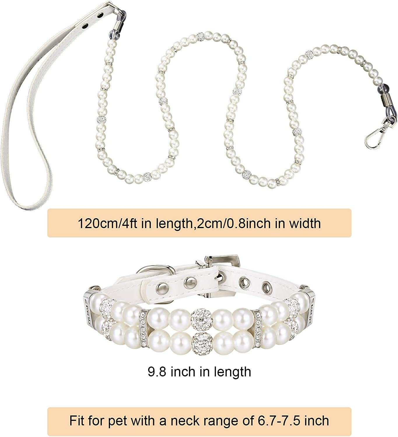 Ensemble collier et laisse en perles pour chiens (2 pièces)