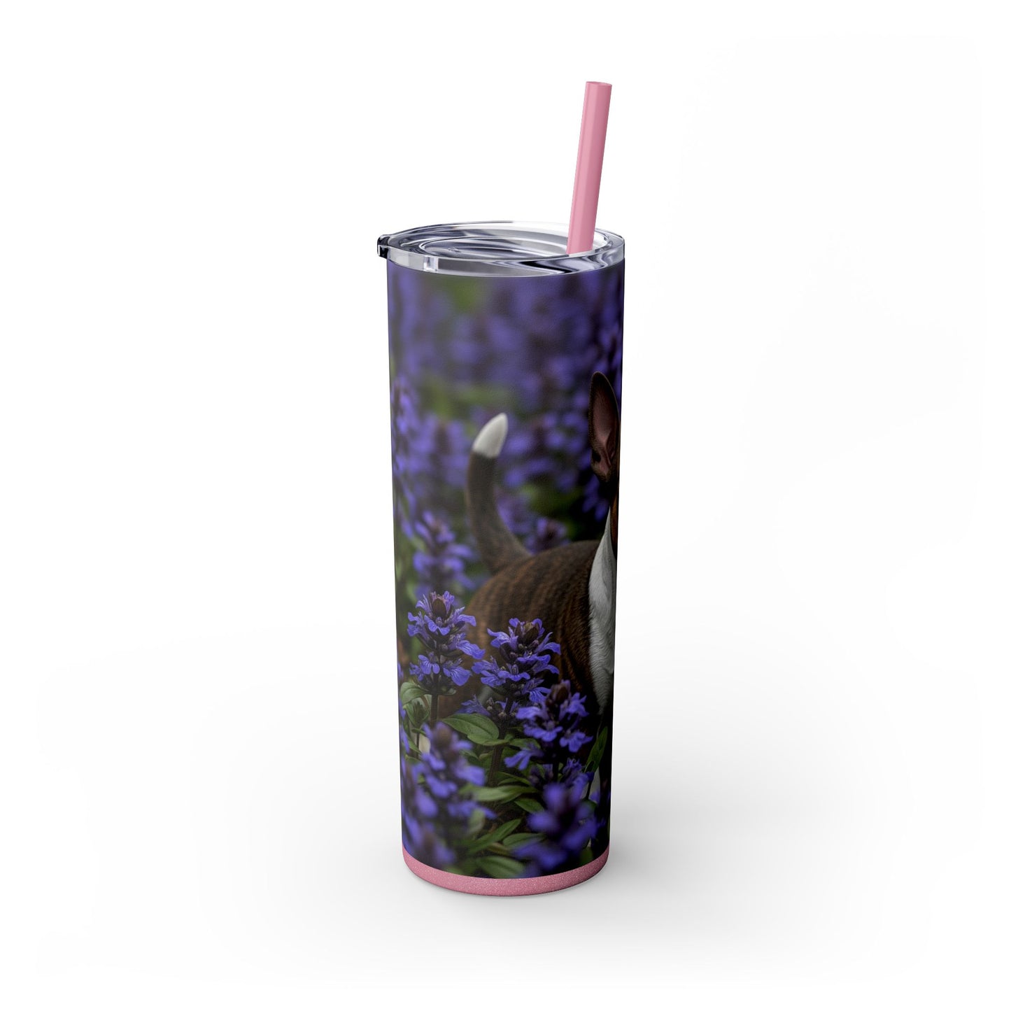 Miniature Bull Terrier Skinny Tumbler with Straw, 20oz