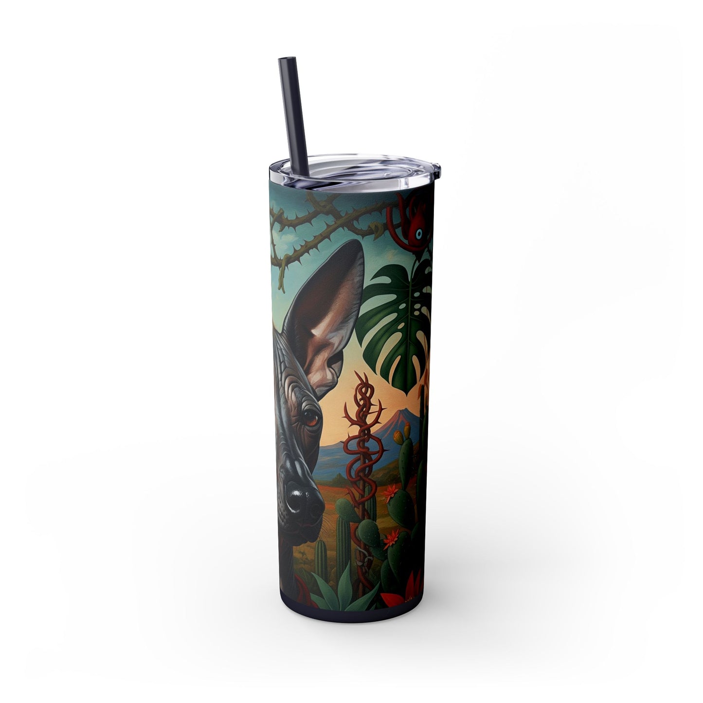 Xoloitzcuintli Skinny Tumbler with Straw, 20oz