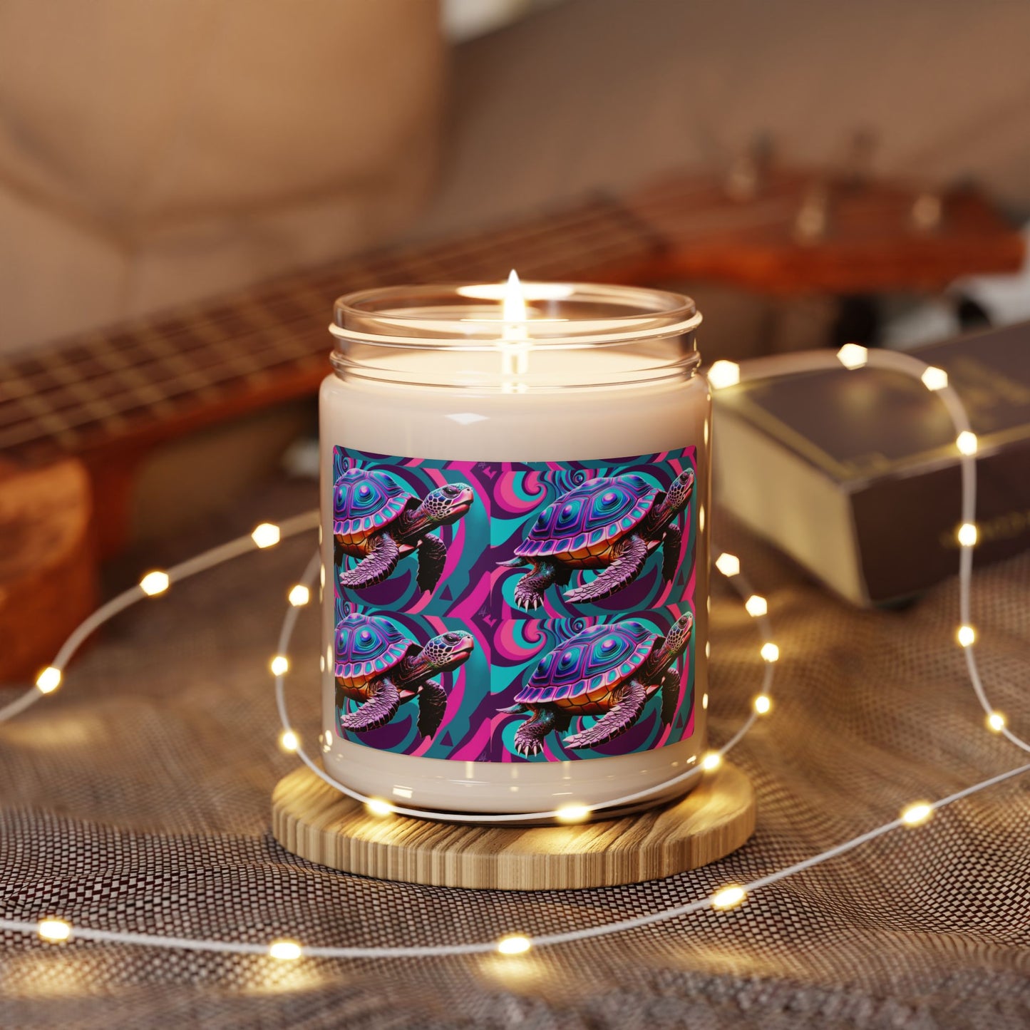 Glittery Psychedelic Turtle- Scented Soy Candle, 9oz