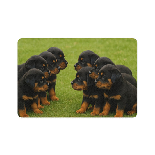 Pet Food Mat (12x18) - Rottweiler puppies