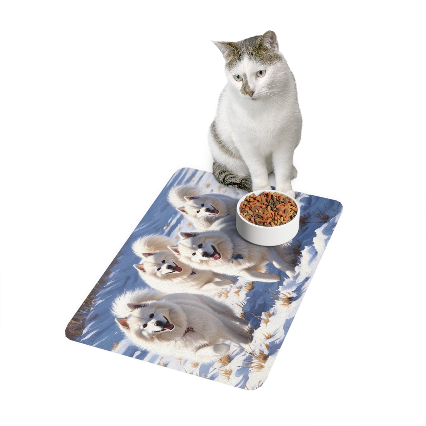 Pet Food Mat (12x18) - Snow Dogs