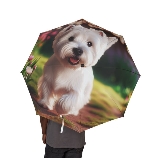 West Highland White Terrier Semi-Automatic Foldable Umbrella