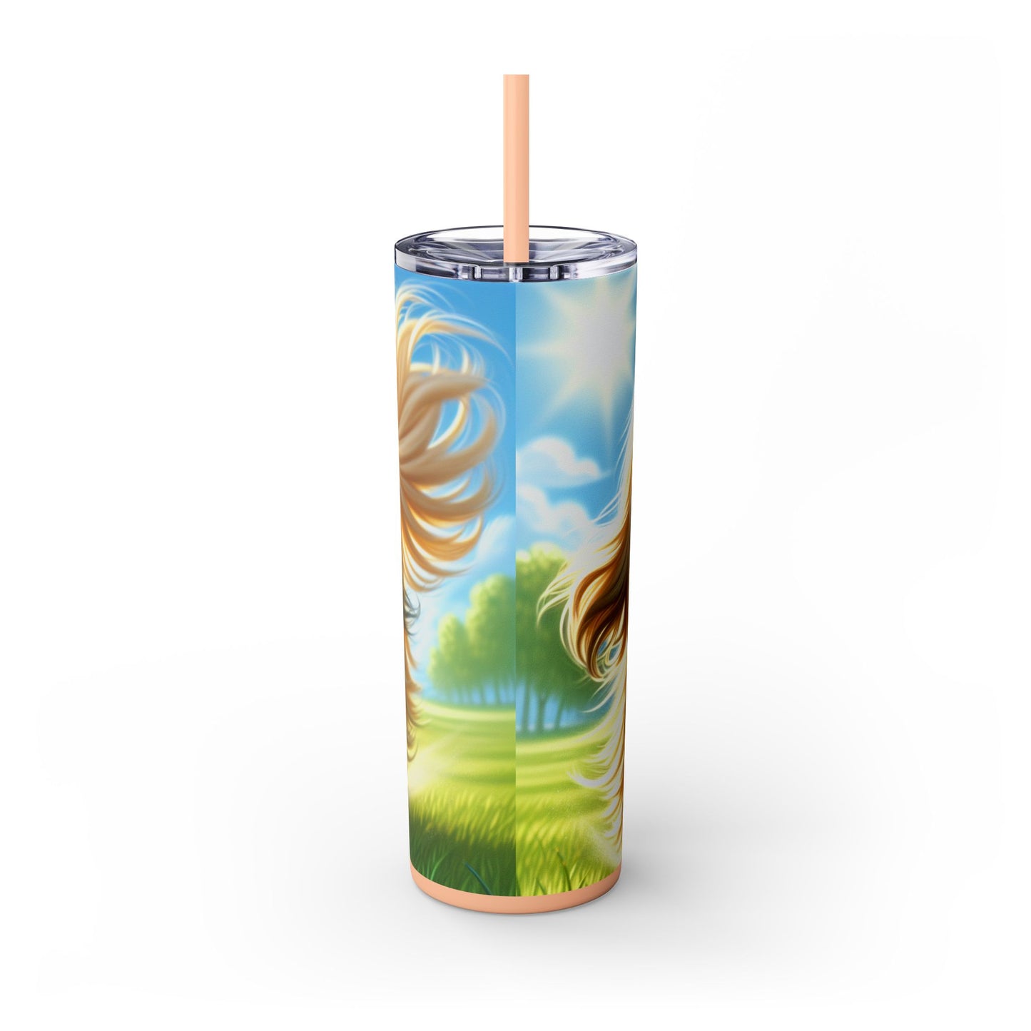 Lhasa Apso Skinny Tumbler with Straw, 20oz