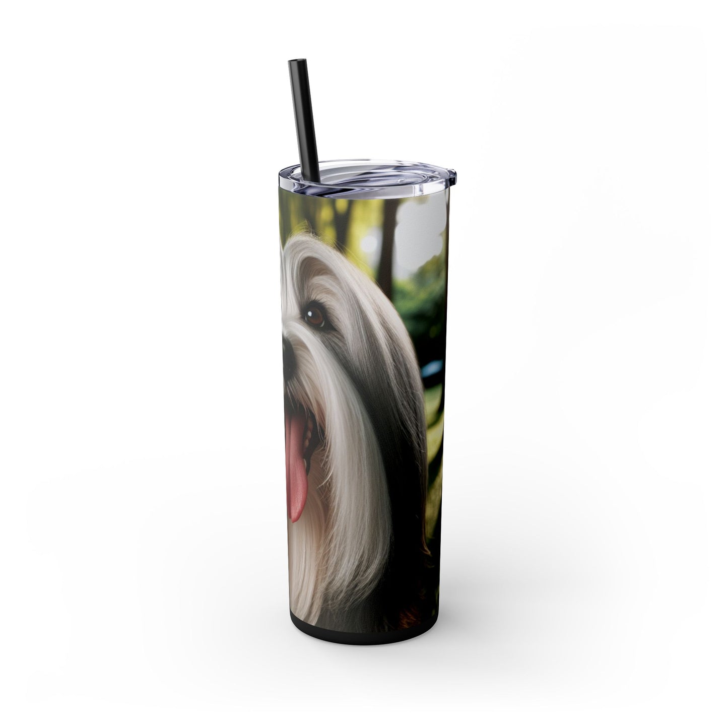 Tibetan Terrier Skinny Tumbler with Straw, 20oz