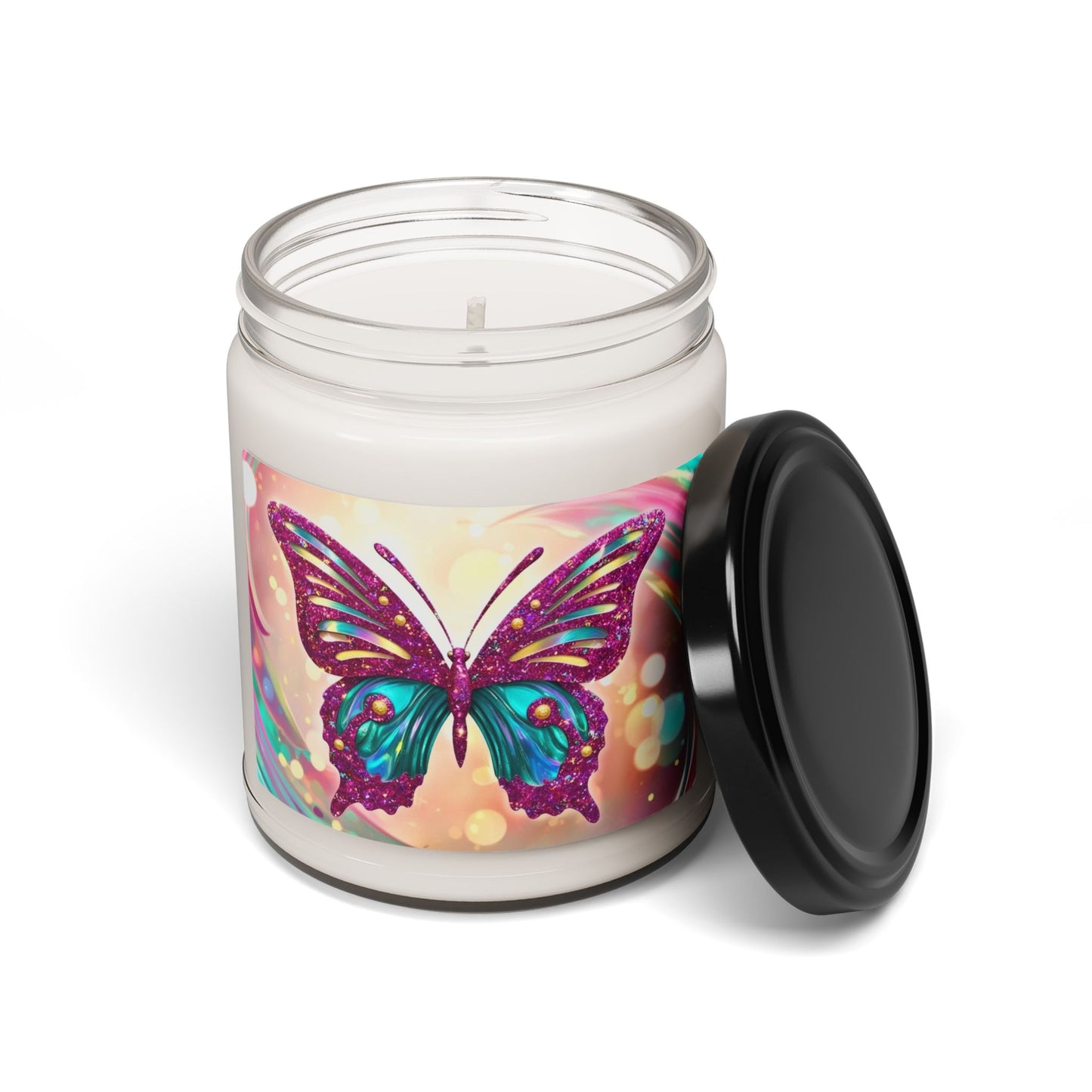 Glittery Psychedelic Butterfly- Scented Soy Candle, 9oz