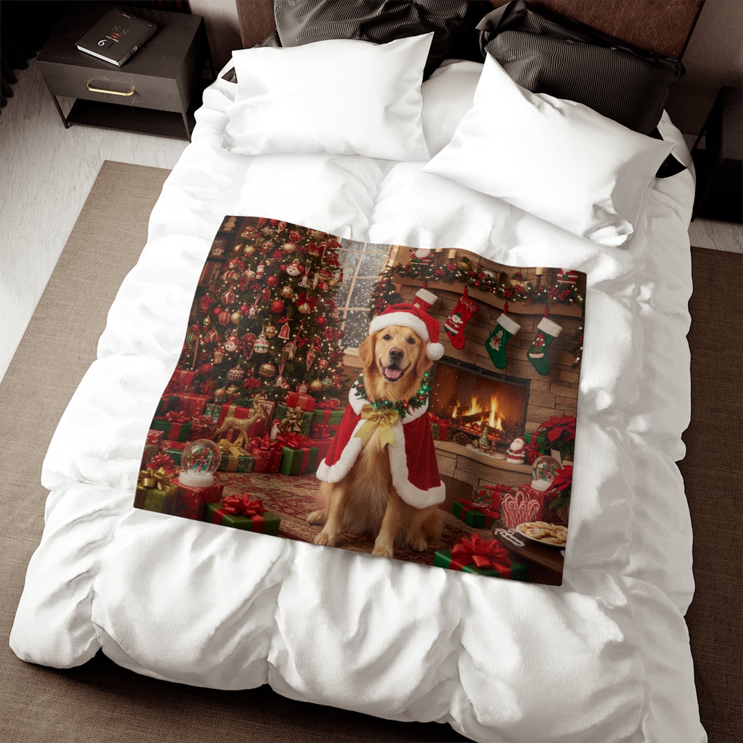 Golden Retriever Santa Blanket