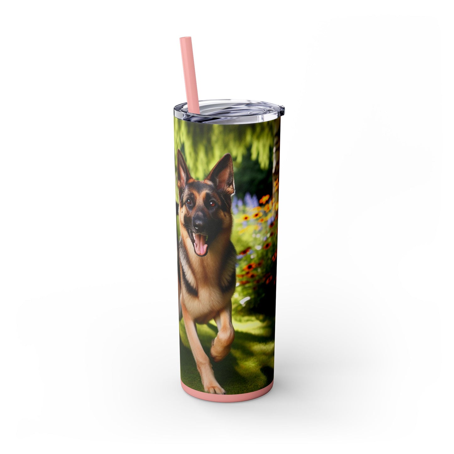 German Shepherd Skinny Tumbler with Straw, 20oz