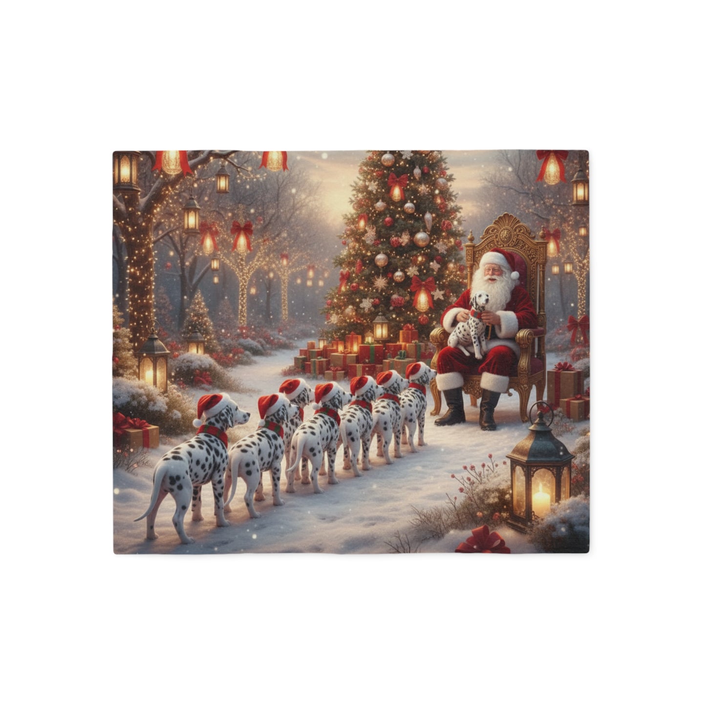 Santa and Dalmatian Puppies Blanket