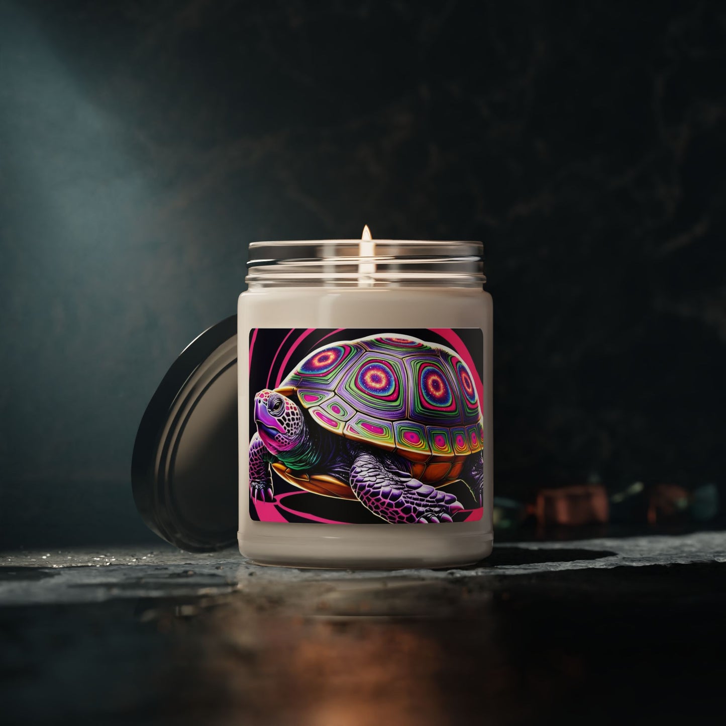 Glittery Psychedelic Turtle- Scented Soy Candle, 9oz