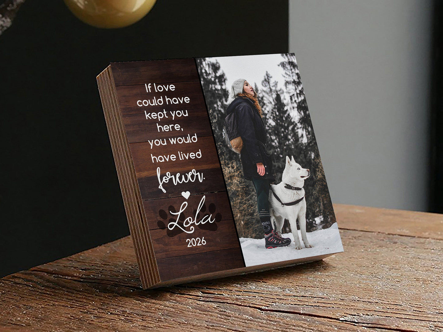 Custom Dog Memorial Photo Block with Photo, Name & Dates