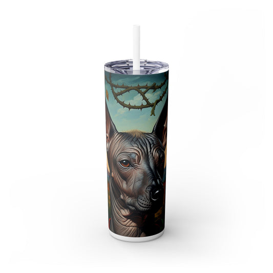 Xoloitzcuintli Skinny Tumbler with Straw, 20oz