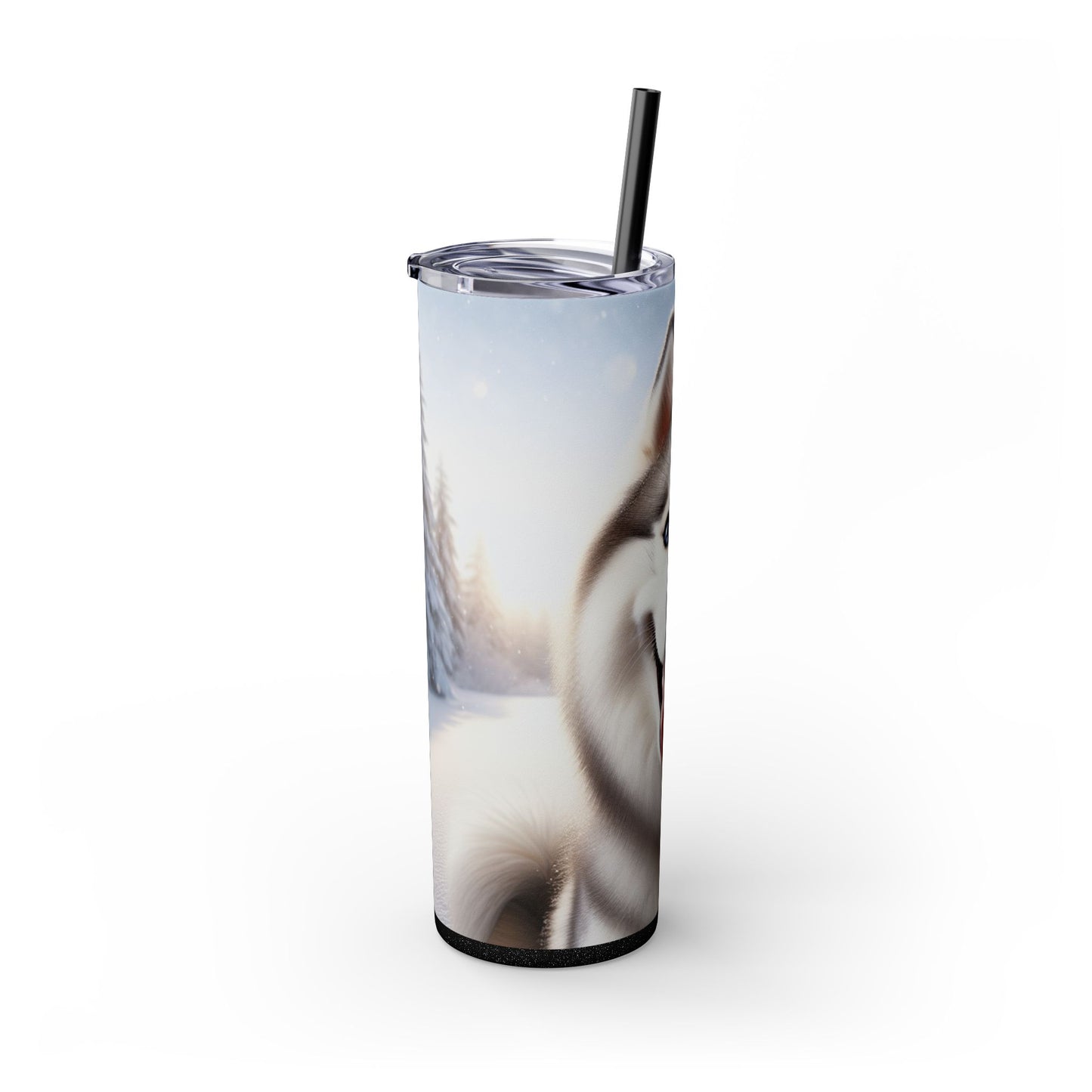 Siberian Husky Skinny Tumbler with Straw, 20oz