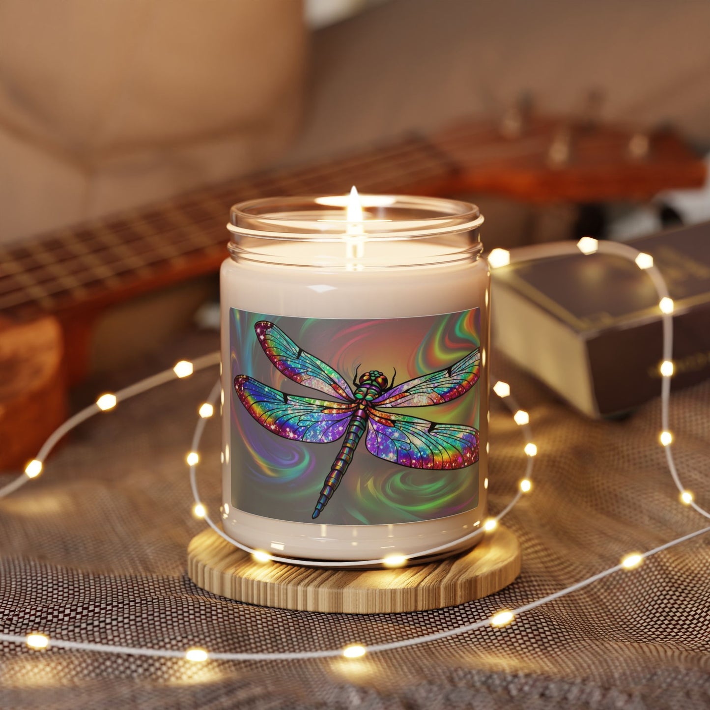 Glittery Psychedelic Dragonfly- Scented Soy Candle, 9oz