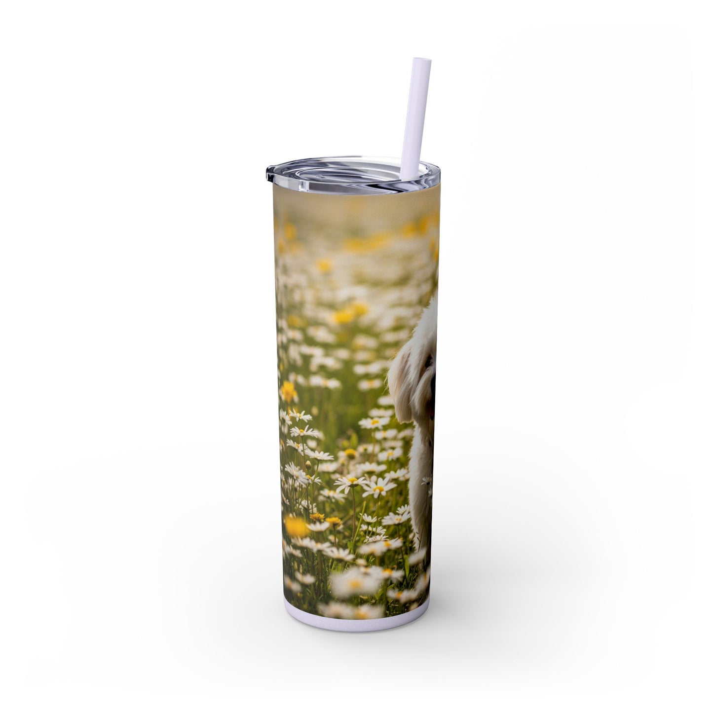 Lowchen Skinny Tumbler with Straw, 20oz