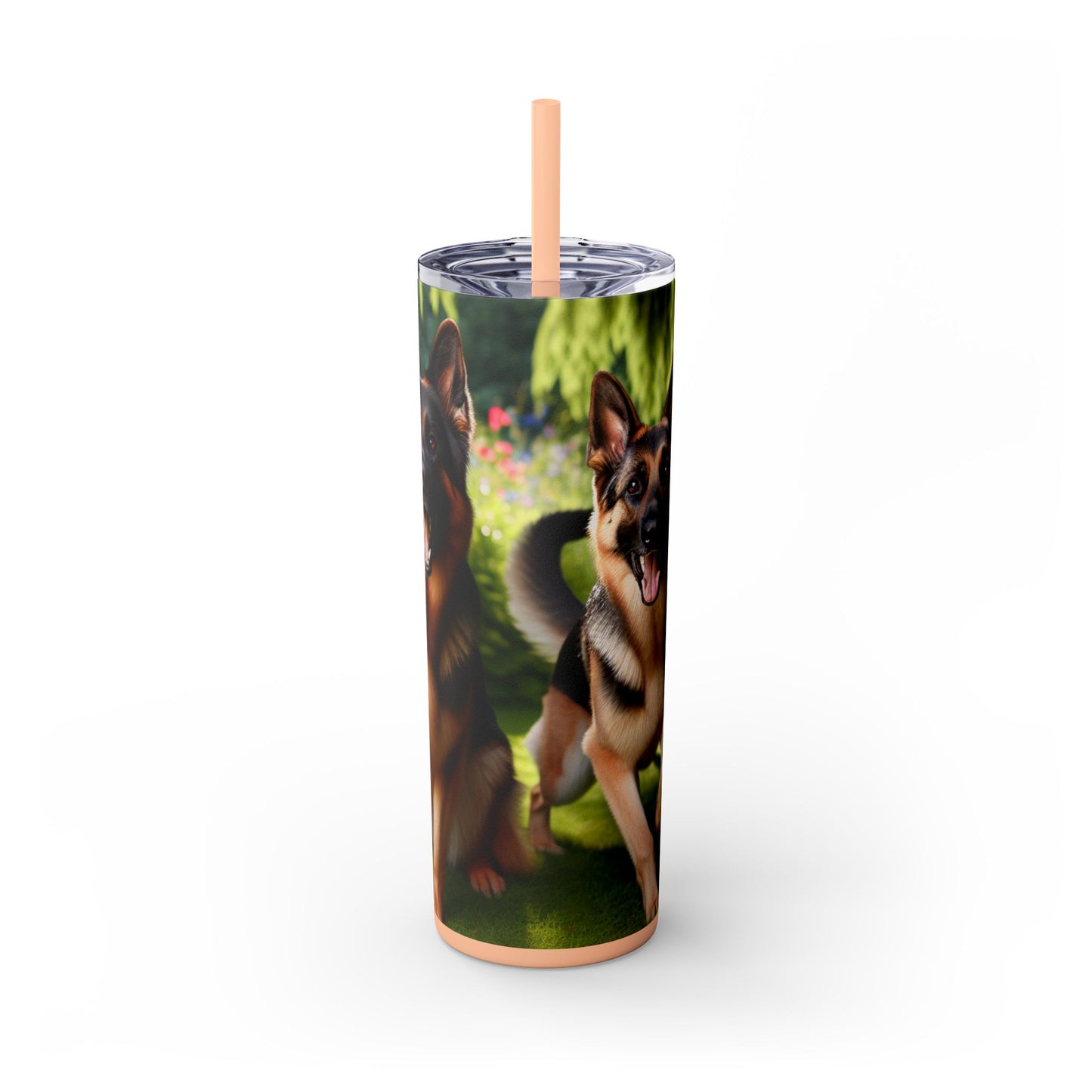 German Shepherd Skinny Tumbler with Straw, 20oz