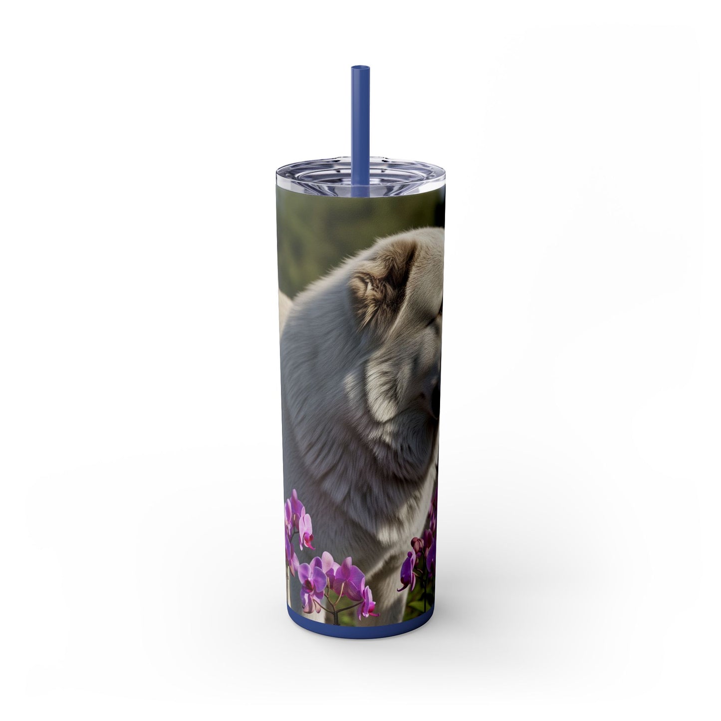 Gobelet isotherme avec paille, motif Berger du Caucase, 590 ml