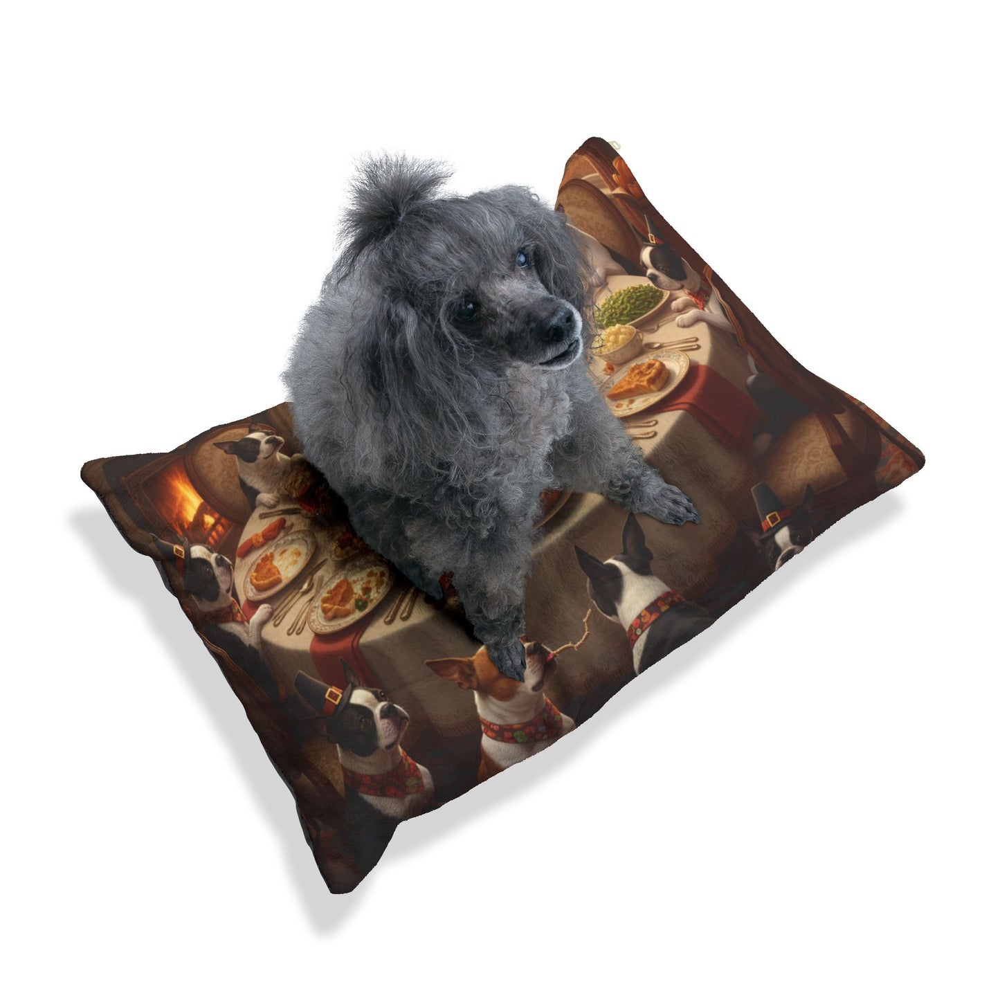 Boston Terrier Thanksgiving Dinner Pet Bed