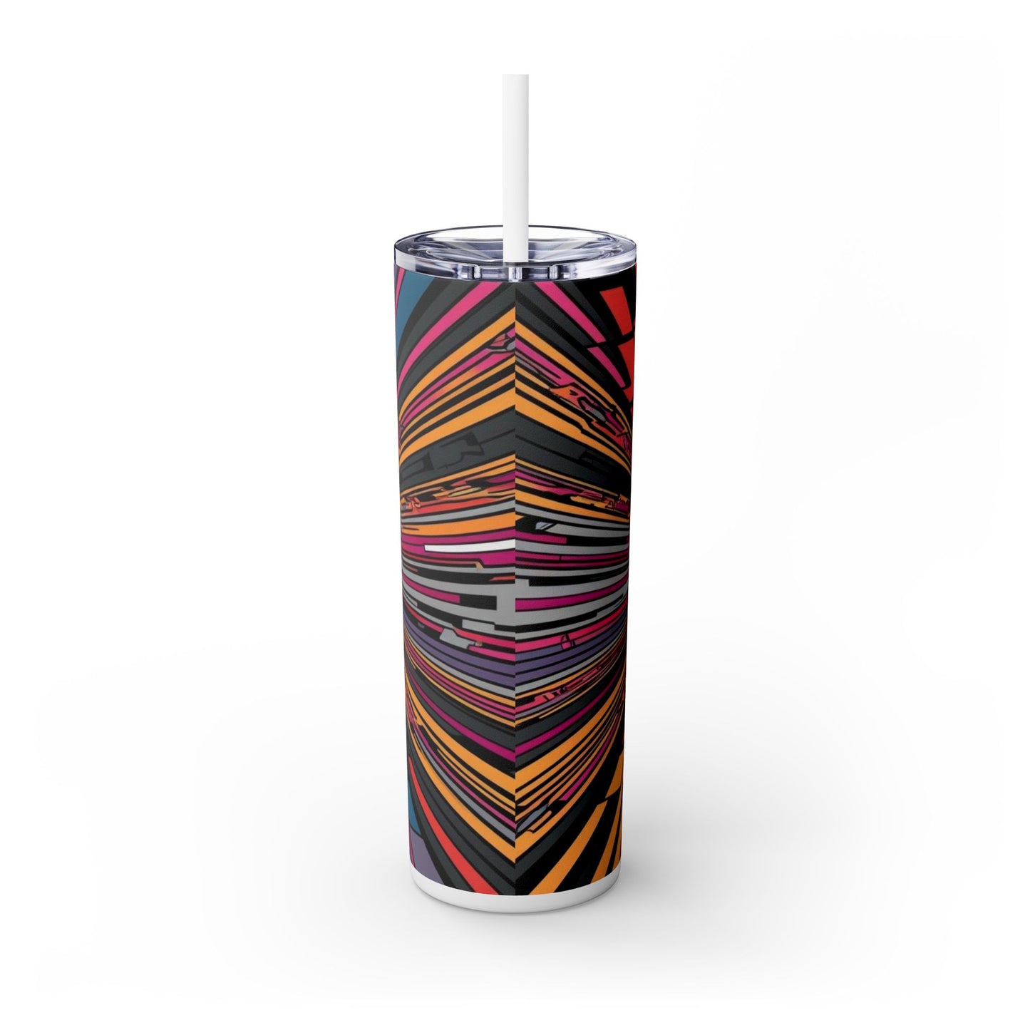 Optical Illusion Skinny Tumbler with Straw, 20oz