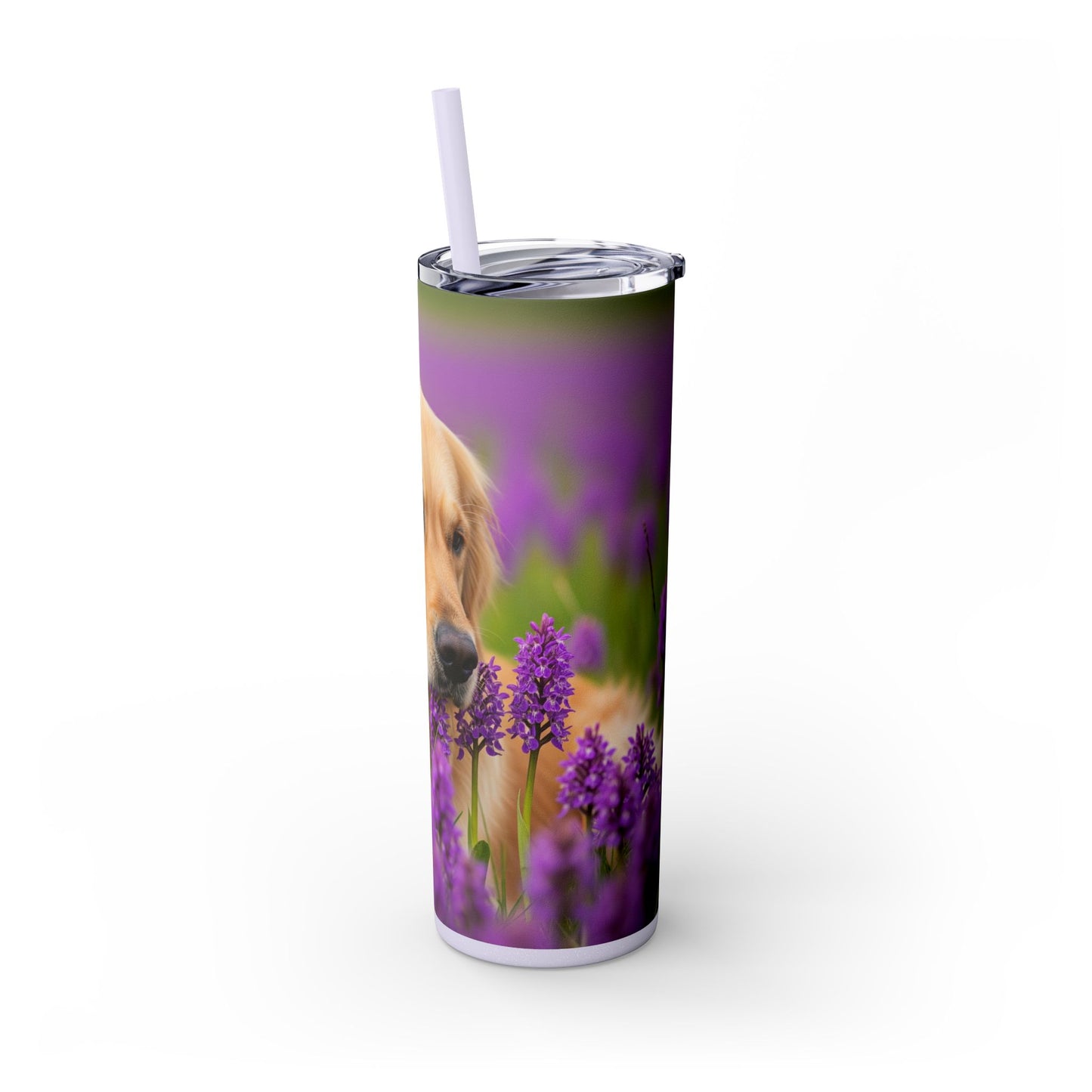 Golden Retriever Skinny Tumbler with Straw, 20oz
