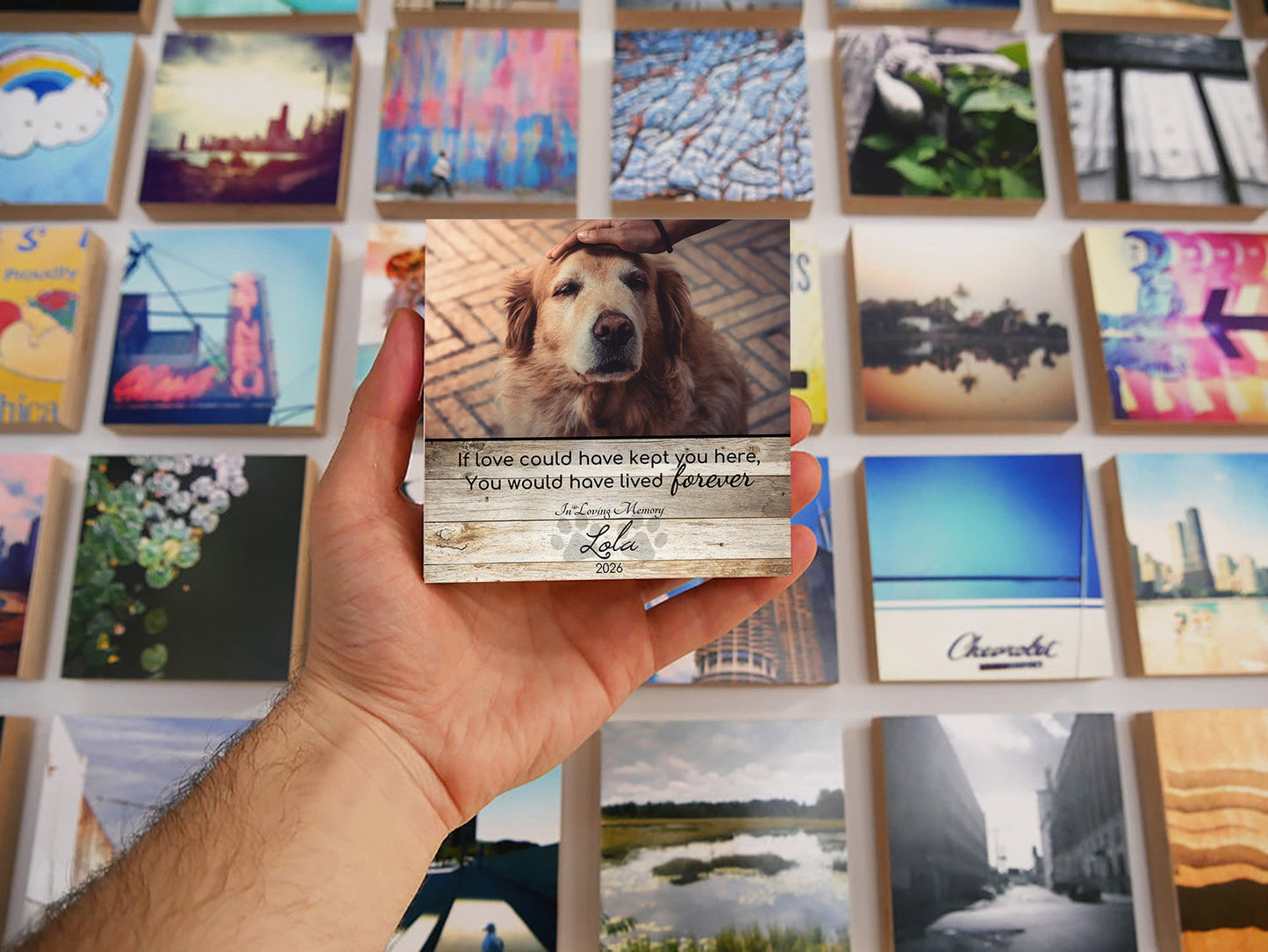Custom Dog Memorial Photo Block with Photo, Name & Dates