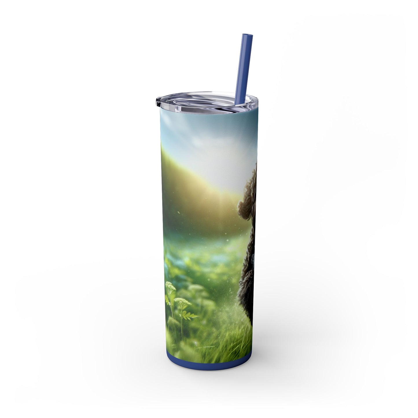 Portuguese Water Dog Skinny Tumbler with Straw, 20oz