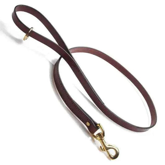 Laisse en cuir à mousqueton - Largeur 1,9 cm (3/4 po) - Châtaigne