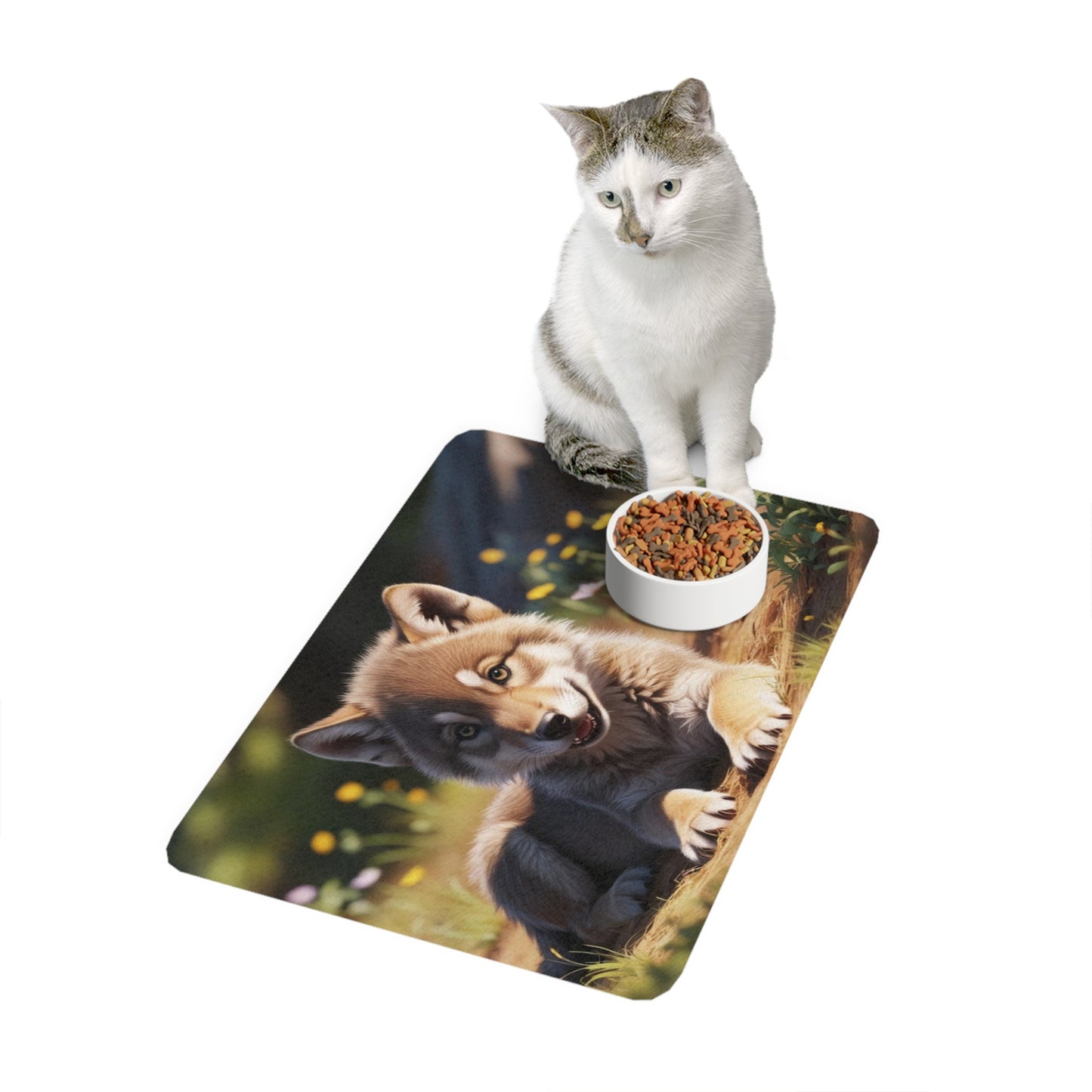 Pet Food Mat (12x18) - Wolf Cub