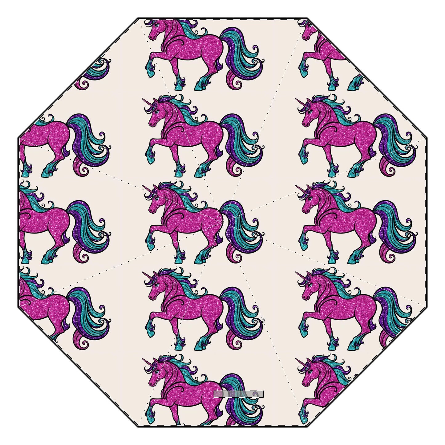 Glittery Psychedelic Unicorn Semi-Automatic Foldable Umbrella