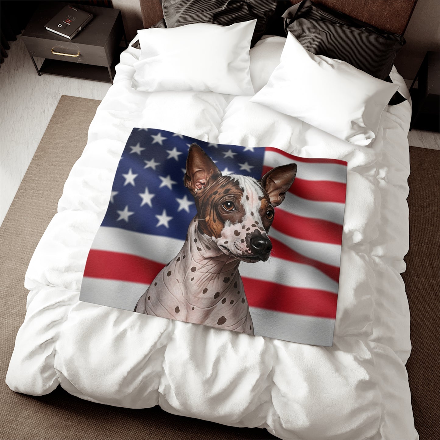 American Hairless Terrier Patriotic Blanket