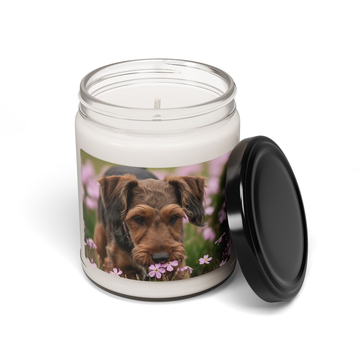Bougie parfumée au soja, 255 g (9 oz), motif Terrier tchèque 