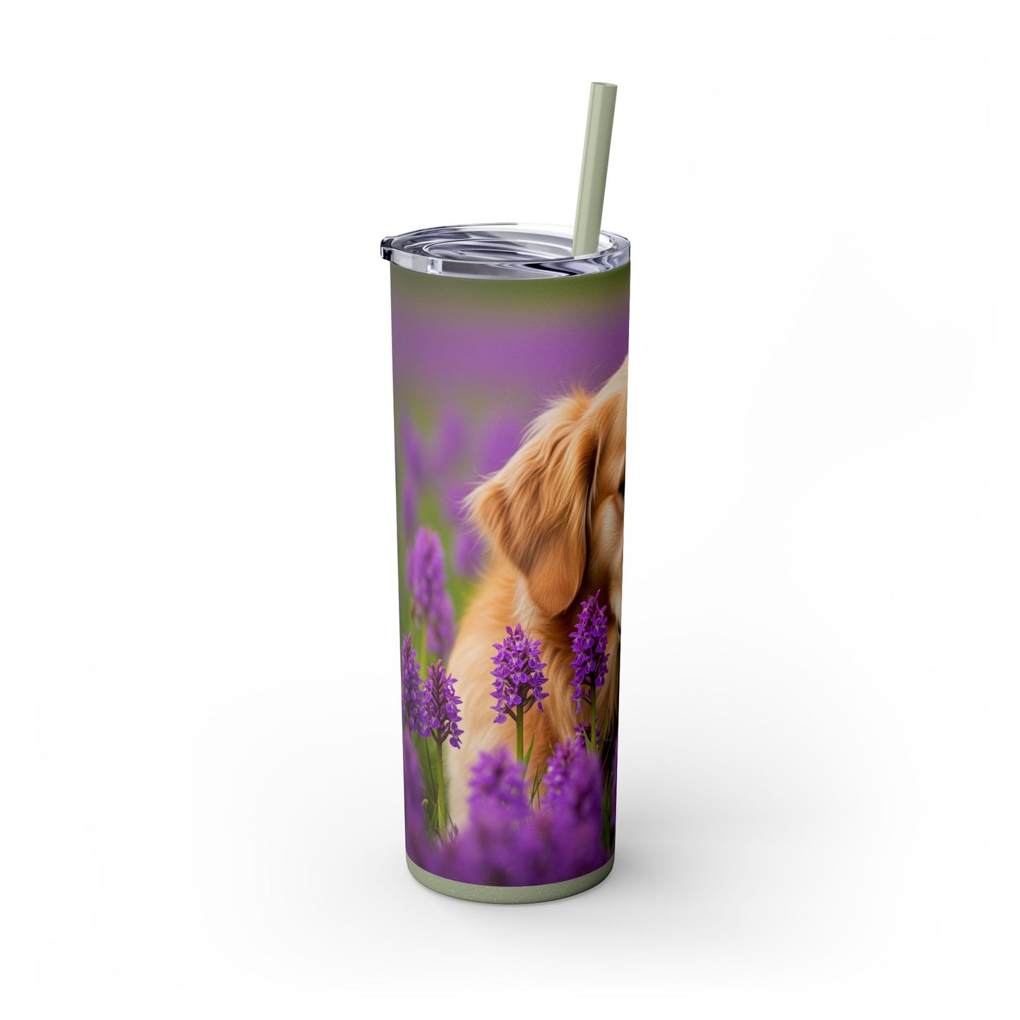 Golden Retriever Skinny Tumbler with Straw, 20oz