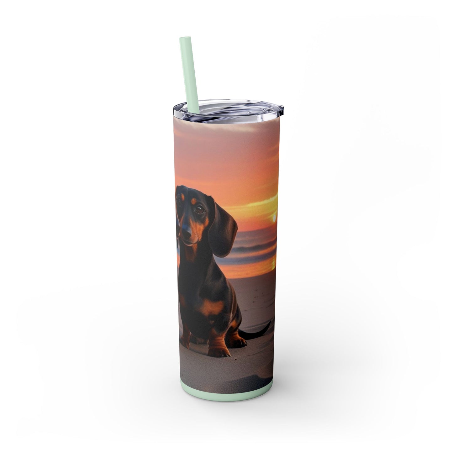 Vaso delgado con pajita Dachshund Love, 20 oz