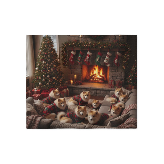 Icelandic Sheepdogs Holiday Fireplace Blanket