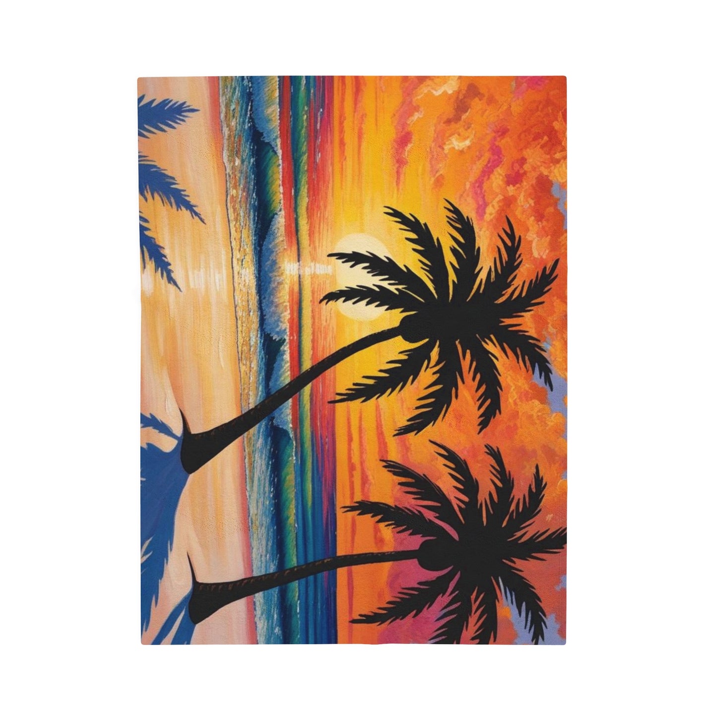 Velveteen Plush Blanket- Beach Sunset