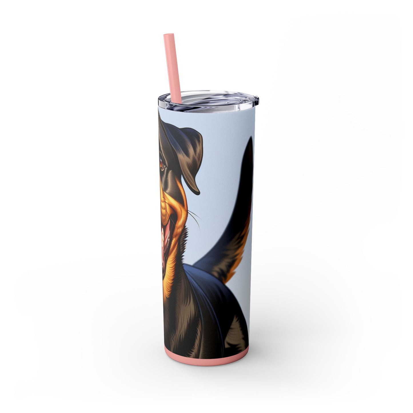 Rottweiler Skinny Tumbler with Straw, 20oz