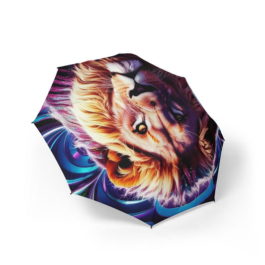 Glittery Lion Semi-Automatic Foldable Umbrella