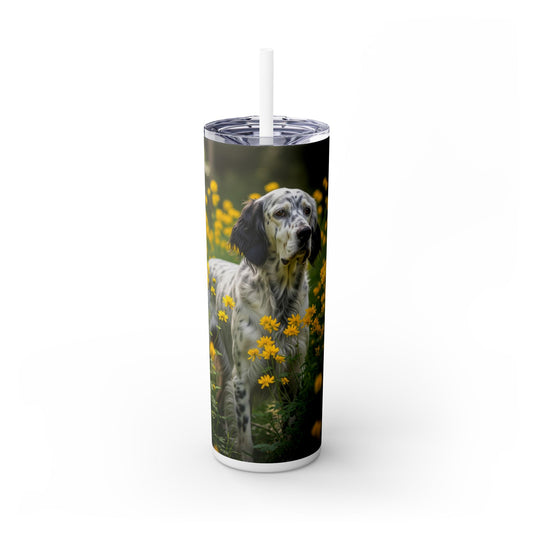 English Setter Skinny Tumbler with Straw, 20oz