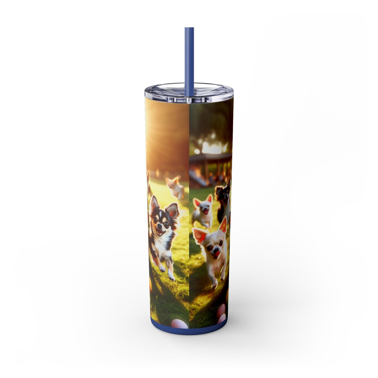 Chihuahua Skinny Tumbler with Straw, 20oz