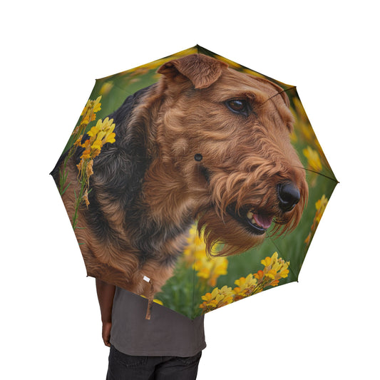 Welsh Terrier Semi-Automatic Foldable Umbrella