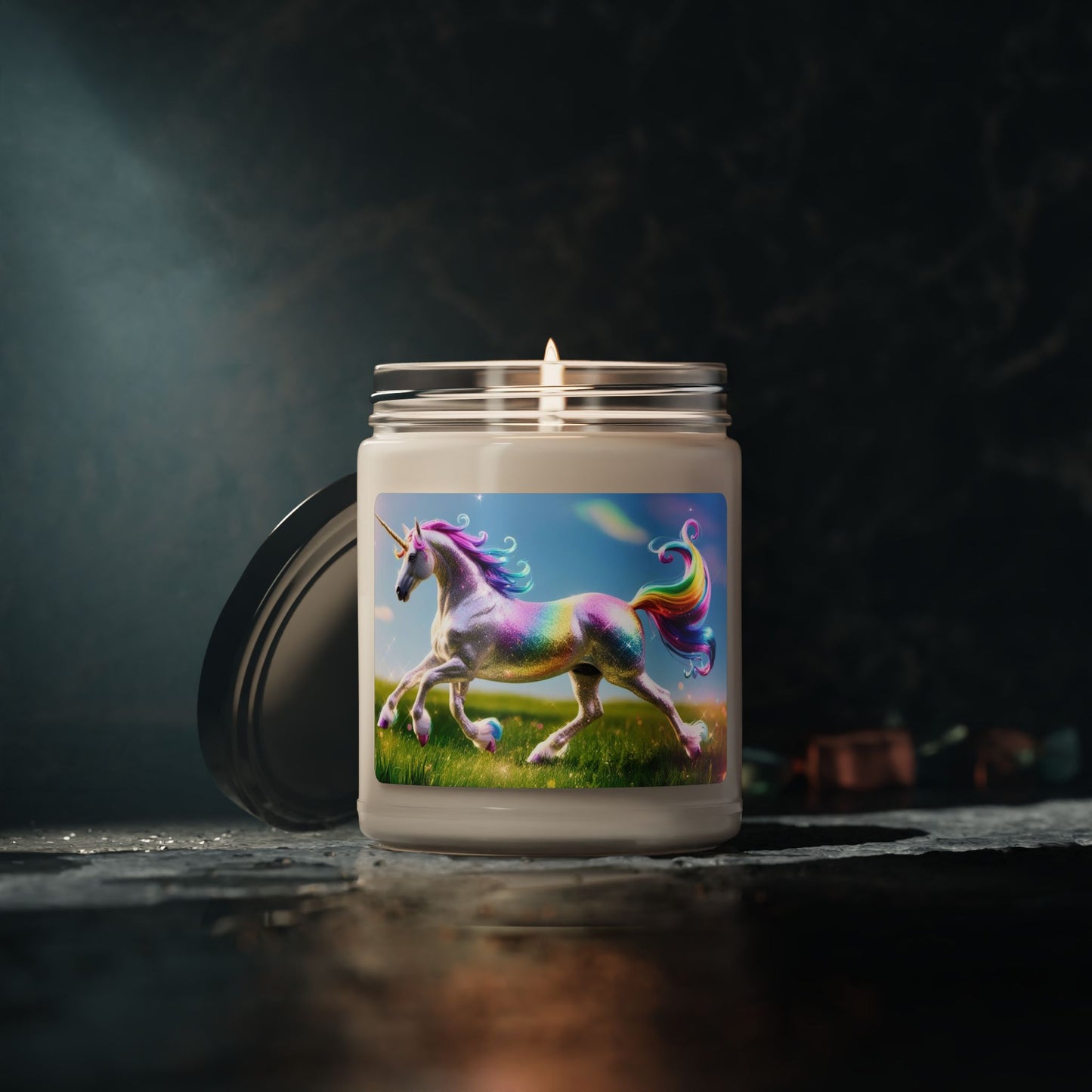 Glittery Rainbow Unicorn- Scented Soy Candle, 9oz