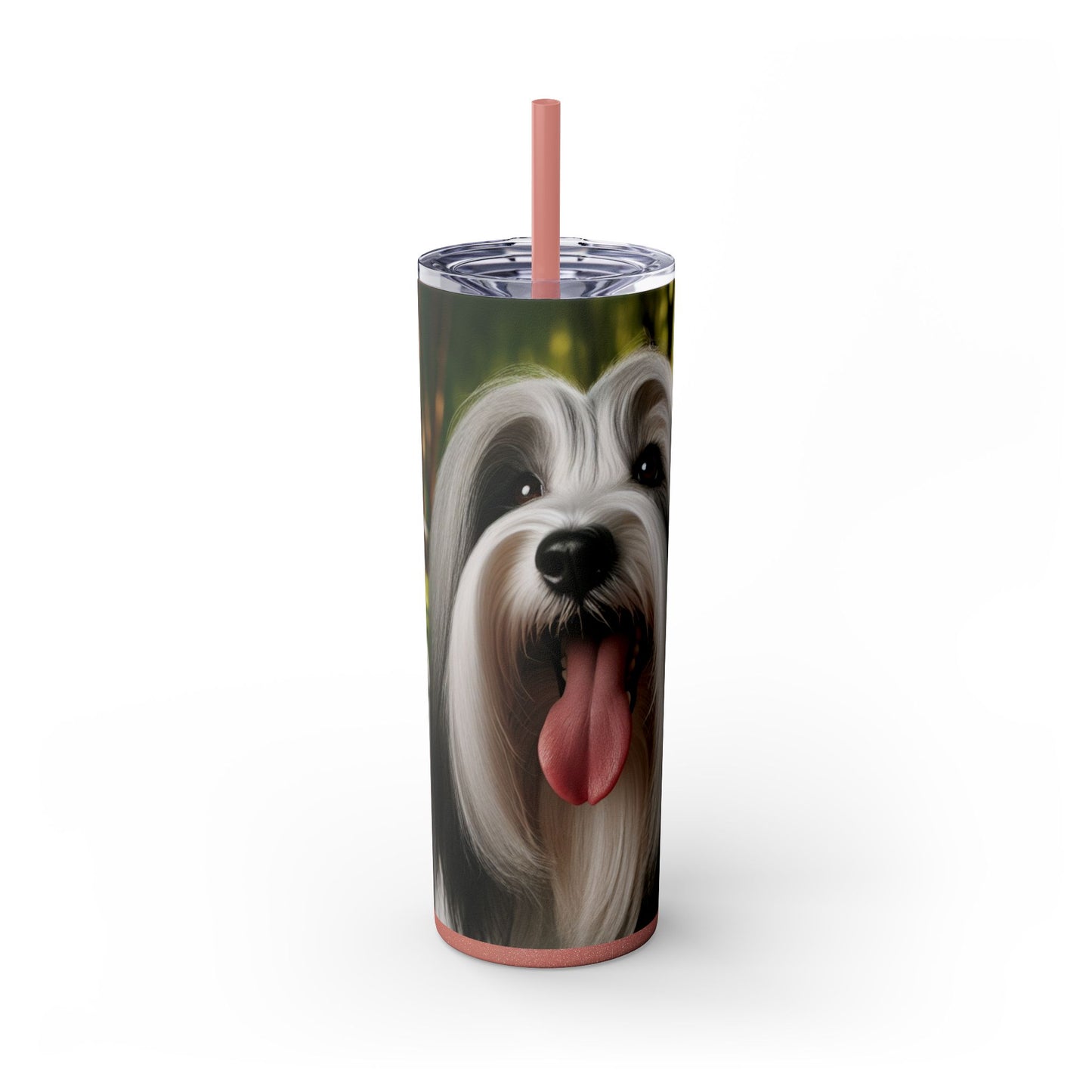 Tibetan Terrier Skinny Tumbler with Straw, 20oz