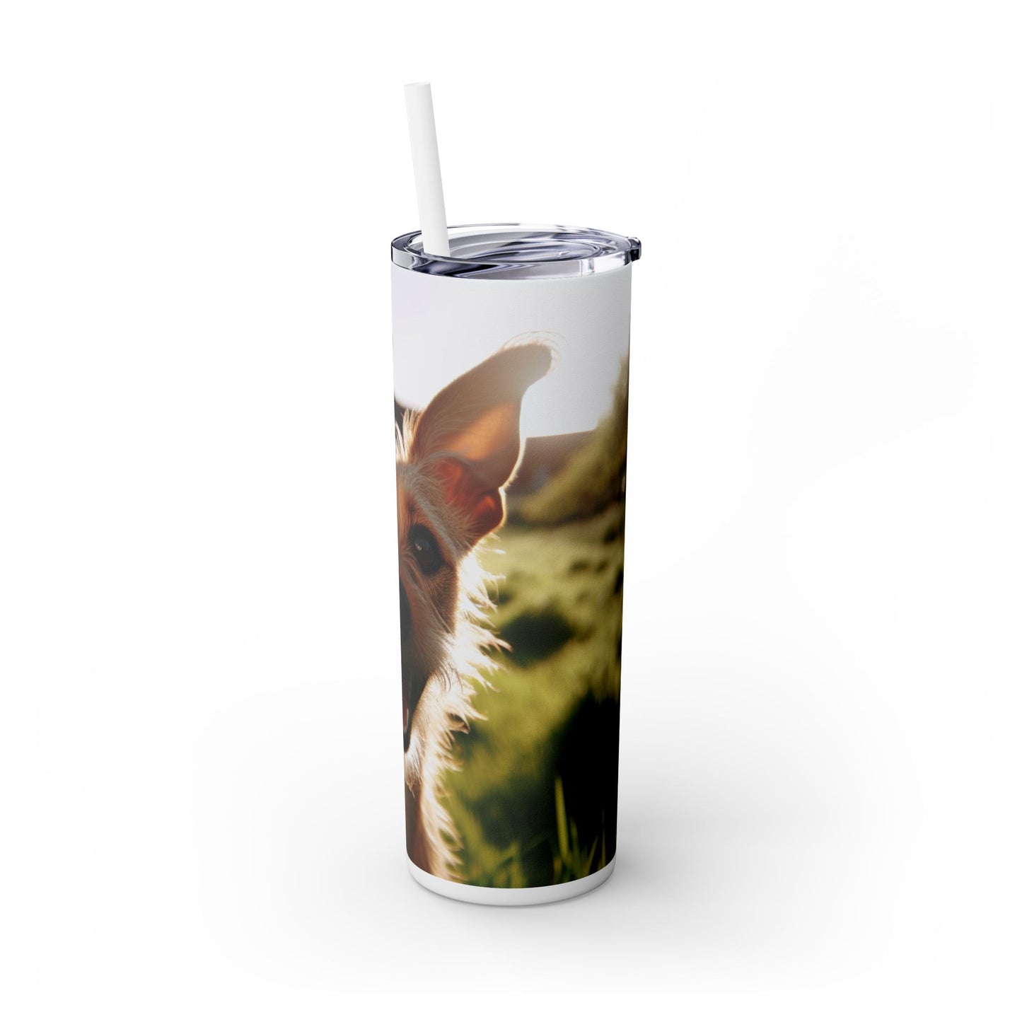 Portuguese Podengo Skinny Tumbler with Straw, 20oz