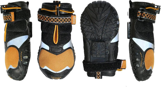 Chaussures pour chien Step N' Strobe - Bottes imperméables pour toutes les saisons - Chaussures de protection antidérapantes - Semelles lumineuses LED - Chaussures réfléchissantes haute visibilité - Lot de 4 - Très grande taille