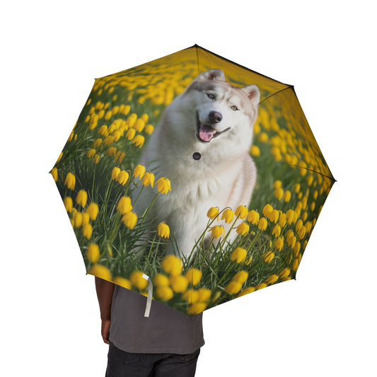 Siberian Husky Semi-Automatic Foldable Umbrella