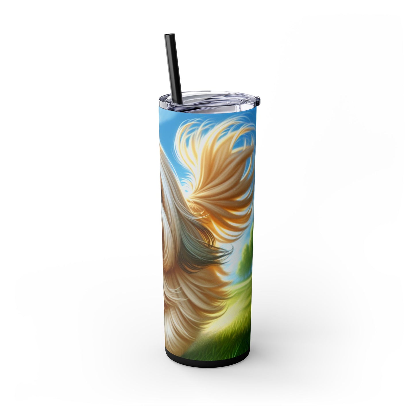 Lhasa Apso Skinny Tumbler with Straw, 20oz