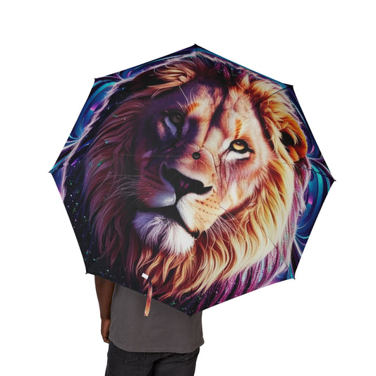Glittery Lion Semi-Automatic Foldable Umbrella
