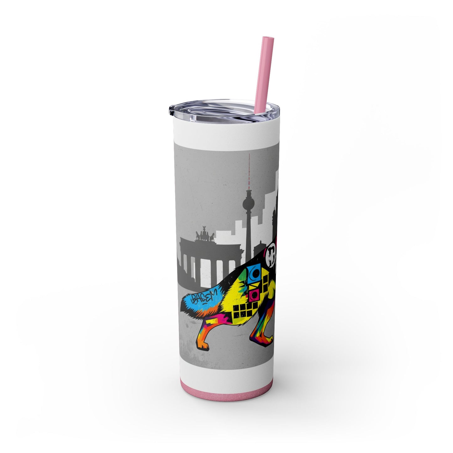 German Shepherd Skinny Tumbler with Straw, 20oz