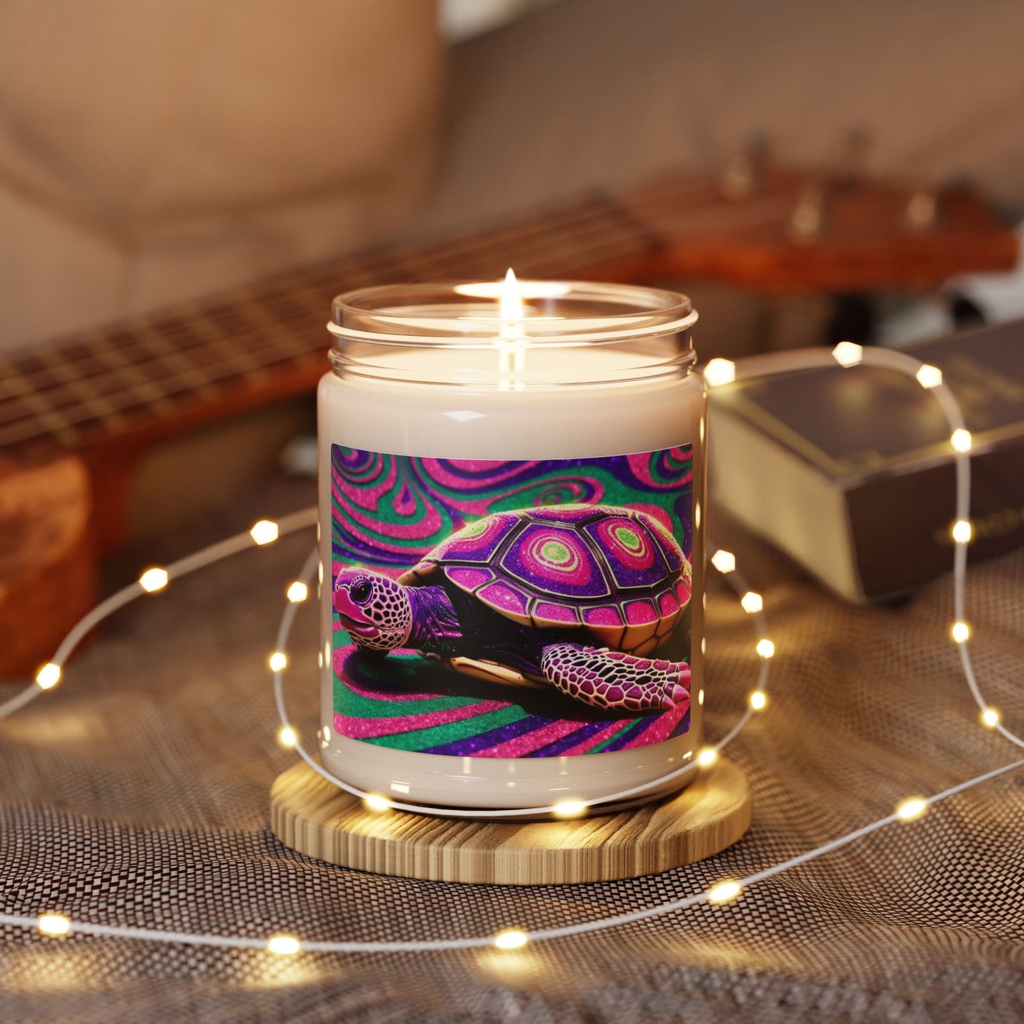 Glittery Psychedelic Turtle- Scented Soy Candle, 9oz